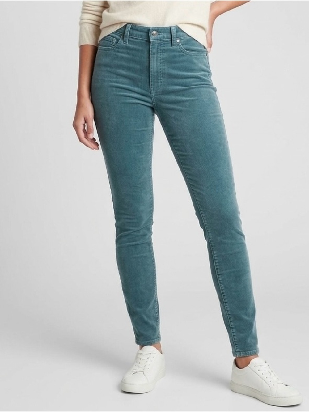 Gap 1969 Modern Stretch True Skinny Fine Wale Corduroy Pants Teal Green 27 Reg